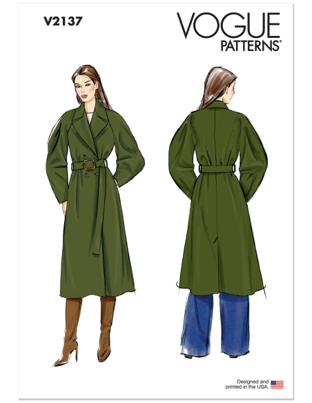 Patron Vogue 2137/Y5 (46-54) - Trench-coat double boutonnage avec ceinture