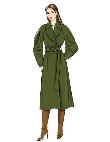 Patron Vogue 2137/Y5 (46-54) - Trench-coat double boutonnage avec ceinture