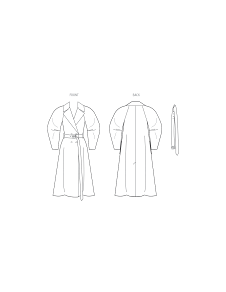 Patron Vogue 2137/Y5 (46-54) - Trench-coat double boutonnage avec ceinture
