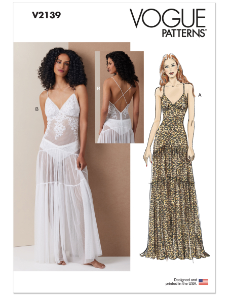 Patron Vogue 2139/U5 (44-52) - Robe lingerie longue élégante