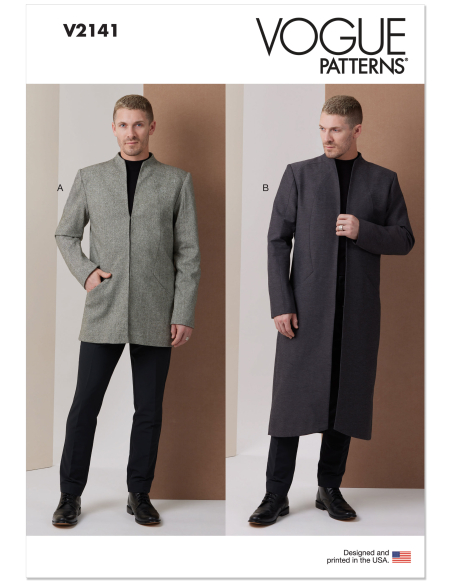 Patron Vogue 2141 AA (46-54) - Veste homme doublée deux longueurs