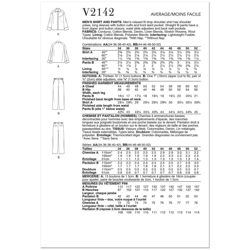 Patron Vogue 2142 BB (56-64) -...