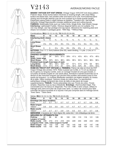 Patron Vogue 2143/Y5 (46-54) - Robe femme « vintage DVF »