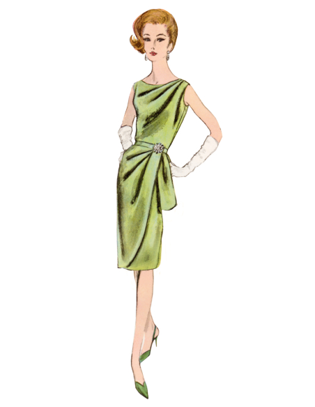 Patron Vogue 2144/Y5 (46-54) - Robe drapée vintage et ceinture