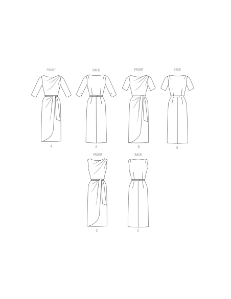 Patron Vogue 2144/Y5 (46-54) - Robe drapée vintage et ceinture