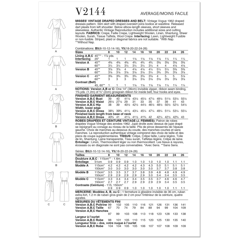 Patron Vogue 2144/Y5 (46-54) - Robe...