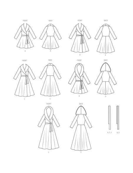 Patron Vogue 2145/Y5 (46-54) - Manteau portefeuille doublé & ceinture