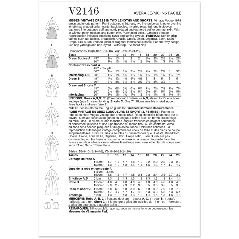 Patron Vogue 2146/Y5 (46-54) - Robe...