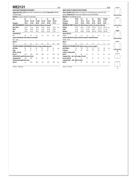 Patron KnowMe 2131.A (34-52) - Sweatshirt & shorts unisexe