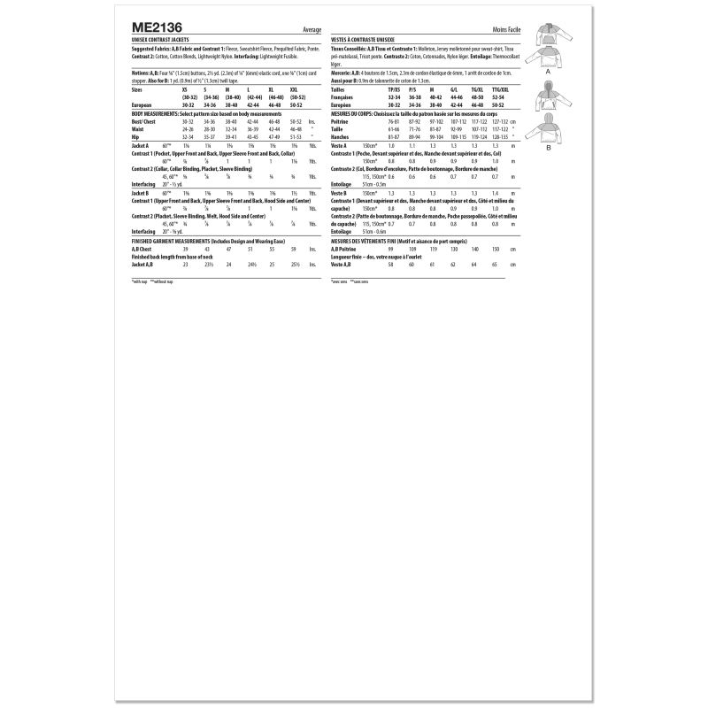 Patron KnowMe 2136.A (34-52) - Veste...