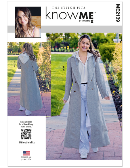 Patron KnowMe 2139.K5 (36-44) - Manteau croisé & insert capuche