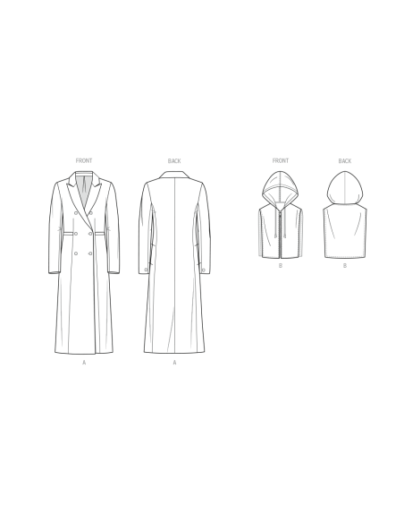 Patron KnowMe 2139.K5 (36-44) - Manteau croisé & insert capuche