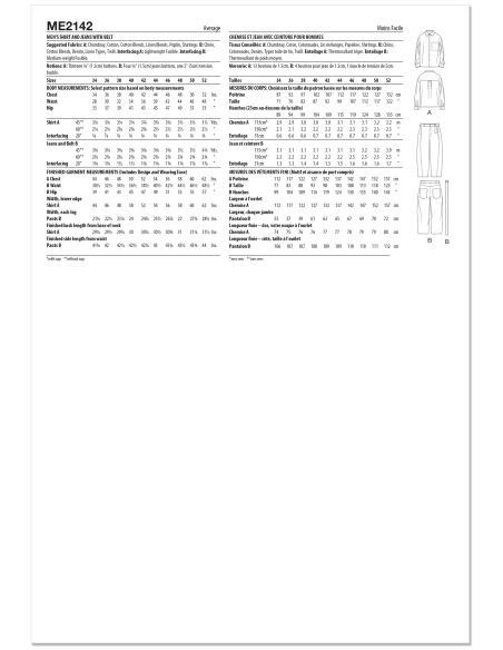 Patron KnowMe 2142.AA (46-54) - Chemise & jeans homme