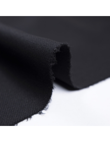 Drap de laine vierge sergé double épaisseur - Noir