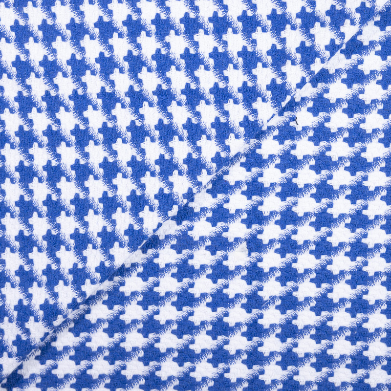 Tweed 100% coton - Pied-de-poule bleu...