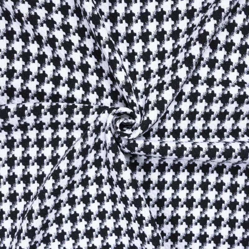 Tweed 100% coton - Pied-de-poule noir...