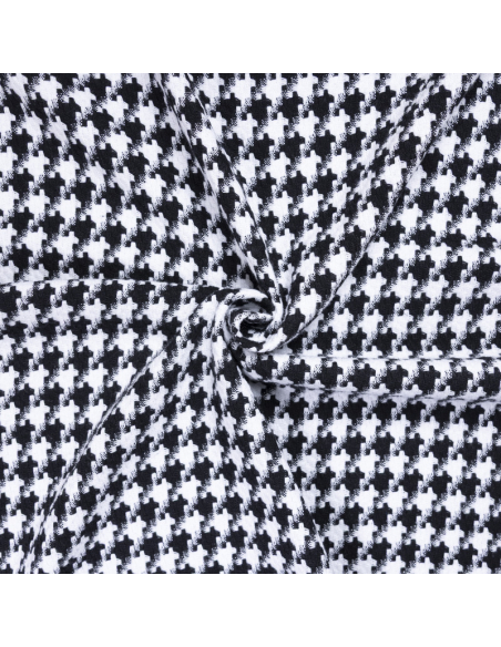 Tweed 100% coton - Pied-de-poule noir et blanc