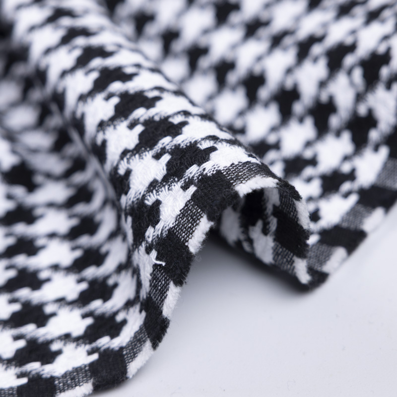 Tweed 100% coton - Pied-de-poule noir...