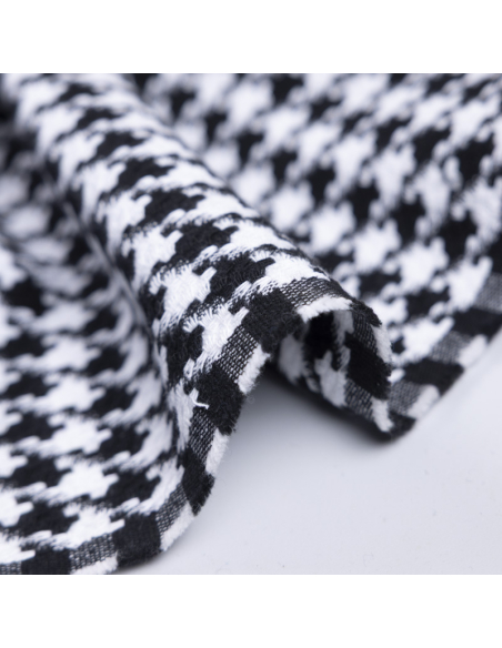 Tweed 100% coton - Pied-de-poule noir et blanc