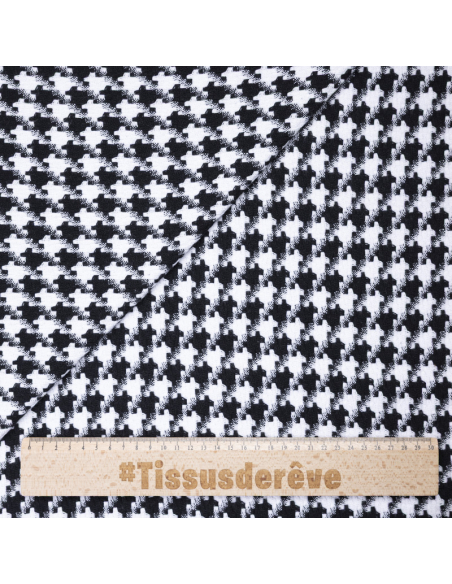 Tweed 100% coton - Pied-de-poule noir et blanc