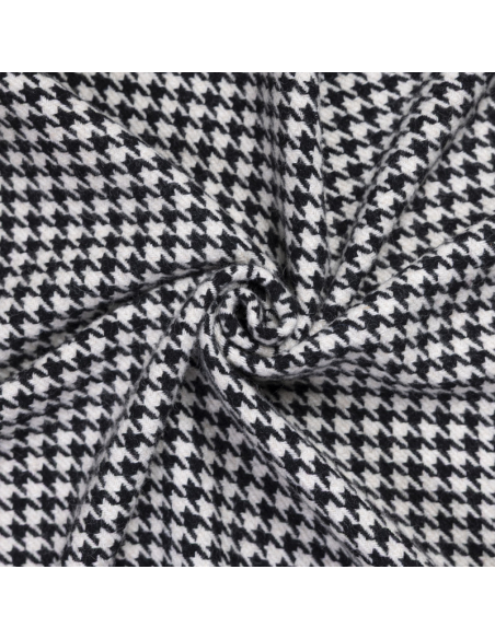 Tweed 100% laine - Pied-de-poule noir et blanc
