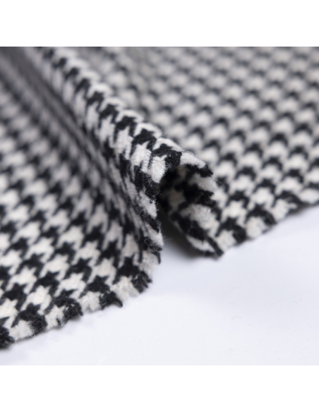 Tweed 100% laine - Pied-de-poule noir et blanc