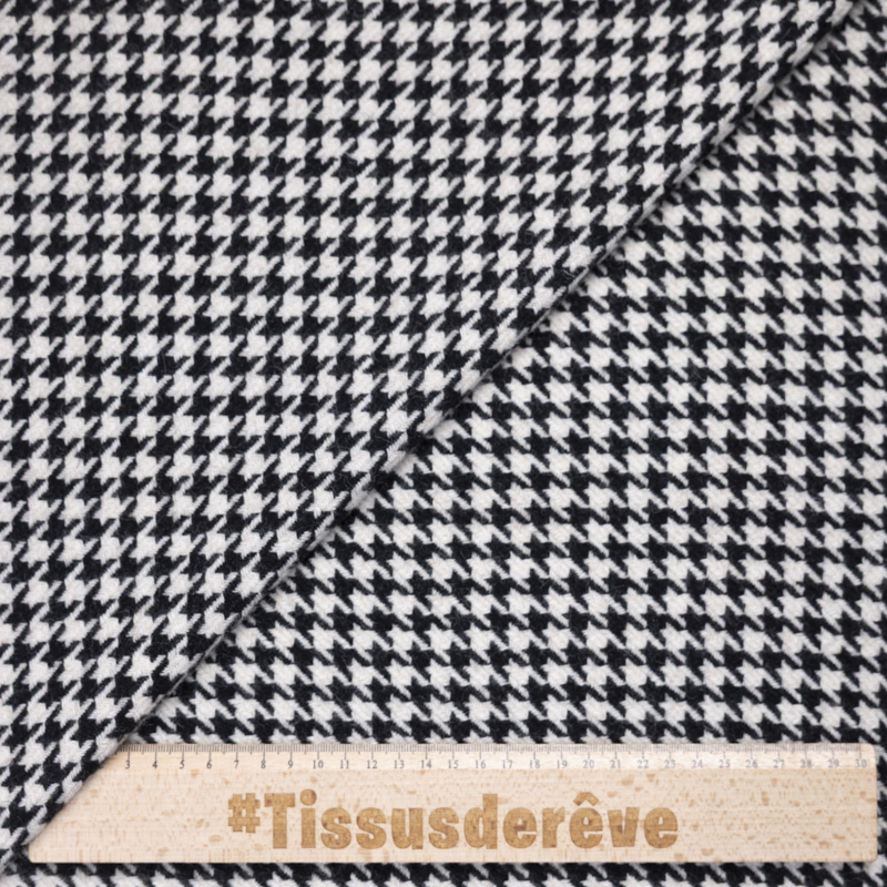 Tweed 100% laine - Pied-de-poule noir...