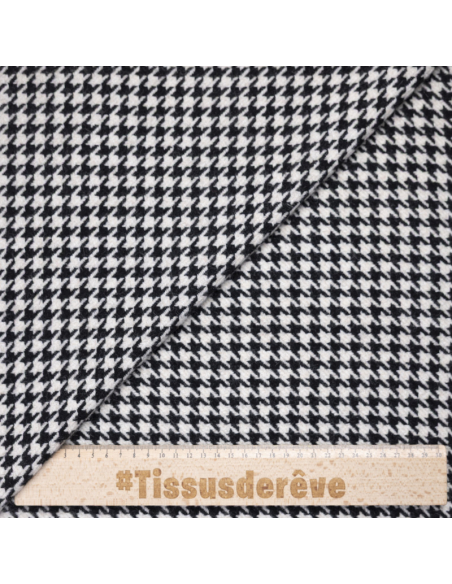 Tweed 100% laine - Pied-de-poule noir et blanc