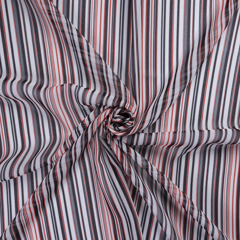 Mousseline - Rayures rouges et noires Mousseline - Rayures rouges et noires
