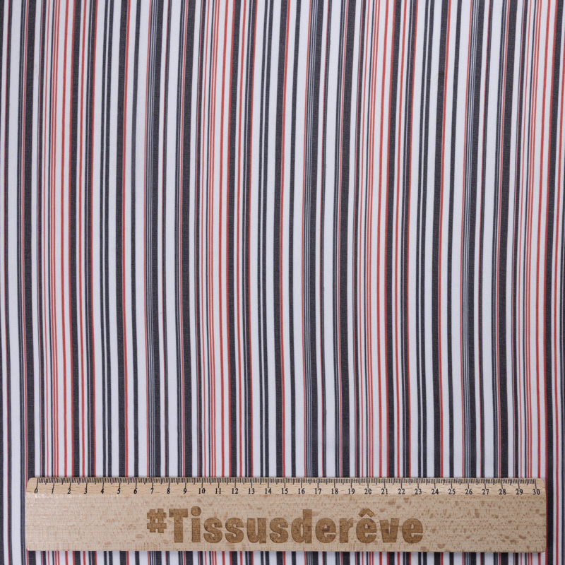 Mousseline - Rayures rouges et noires Mousseline - Rayures rouges et noires