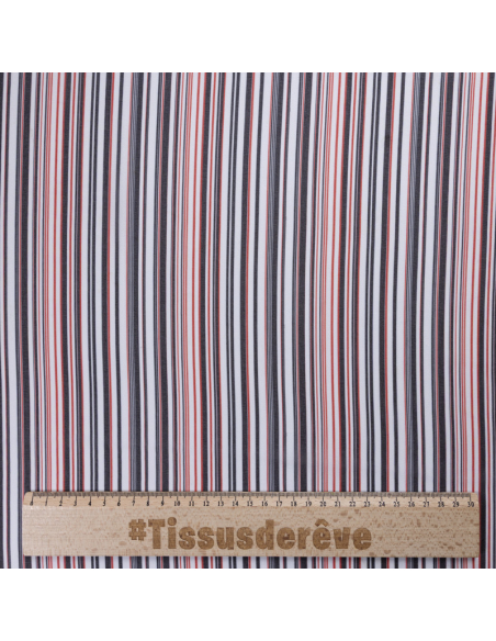 Mousseline - Rayures rouges et noires