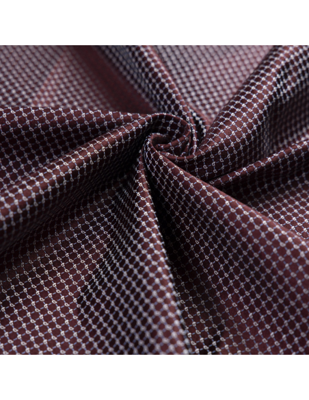 Jacquard 100% soie - Cachemire blanc fond bordeaux