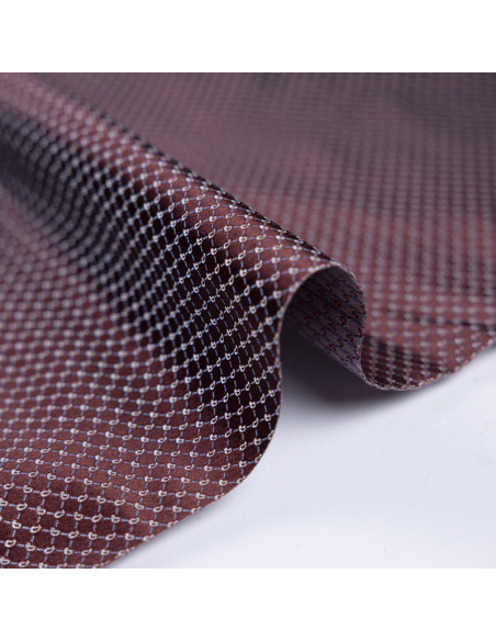 Jacquard 100% soie - Cachemire blanc fond bordeaux