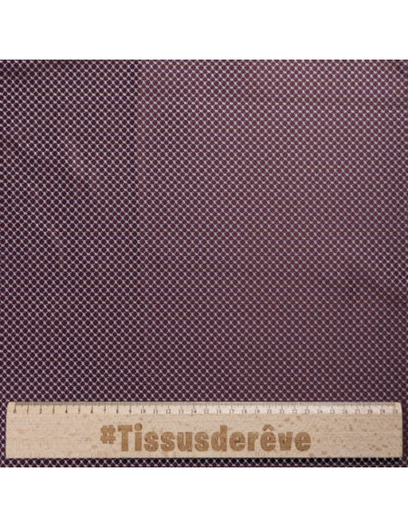 Jacquard 100% soie - Cachemire blanc fond bordeaux