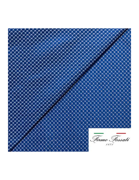 Jacquard 100% soie - Cachemire blanc fond bleu roi