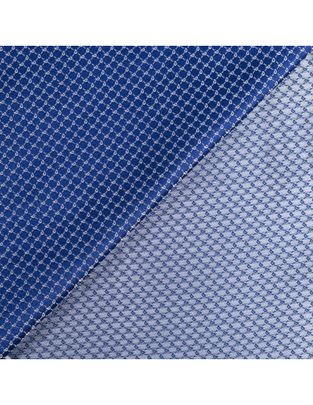 Jacquard 100% soie - Cachemire blanc fond bleu roi