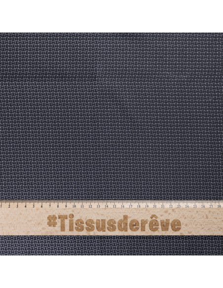 Jacquard 100% soie - Motif géométrique gris anthracite