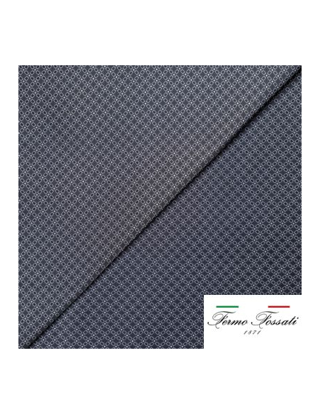 Jacquard 100% soie - Chaîne rectangulaire blanc fond gris