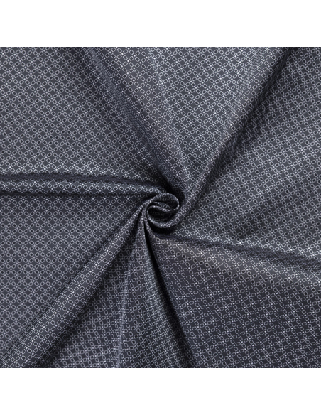 Jacquard 100% soie - Chaîne rectangulaire blanc fond gris