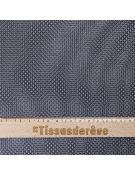 Jacquard 100% soie - Chaîne rectangulaire blanc fond gris