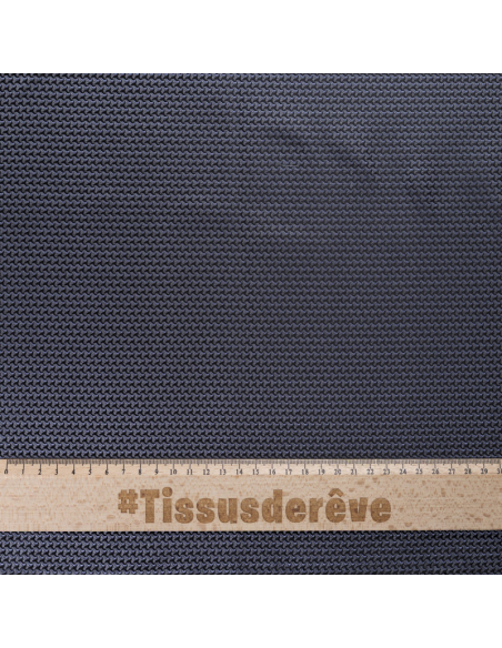 Jacquard 100% soie - Crochet gris fond noir