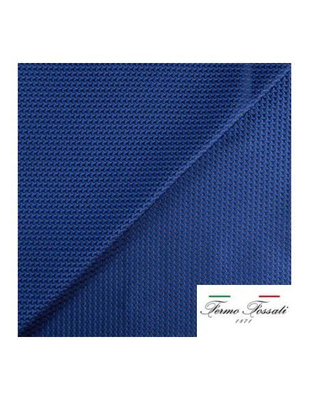 Jacquard 100% soie - Crochet bleu fond noir