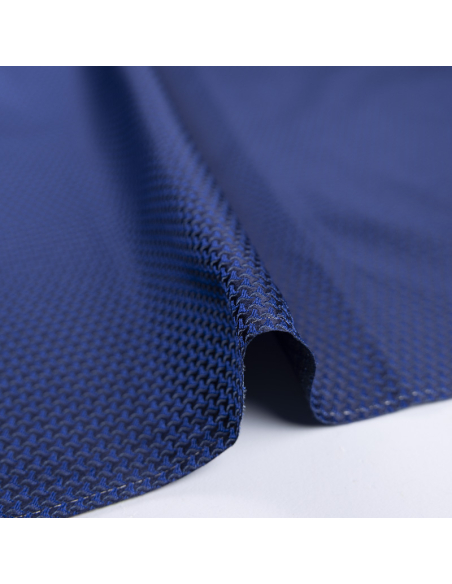 Jacquard 100% soie - Crochet bleu fond noir