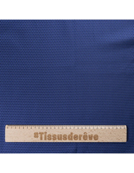 Jacquard 100% soie - Crochet bleu fond noir