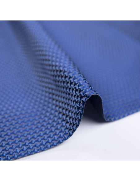 Jacquard 100% soie - Crochet bleu fond bleu