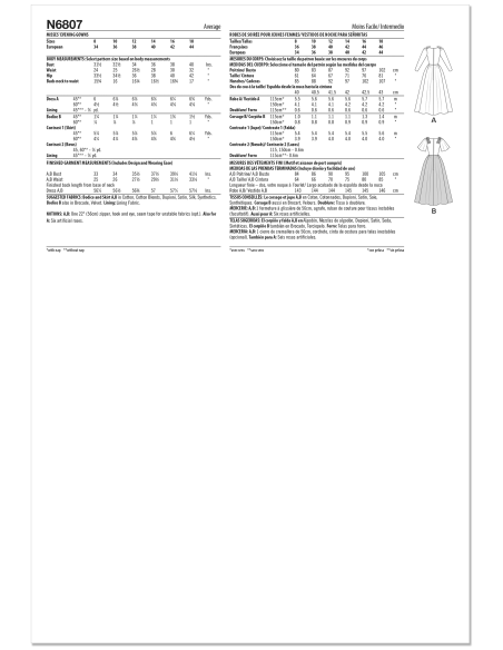 Patron New Look 6807 - Robes de soirée longues