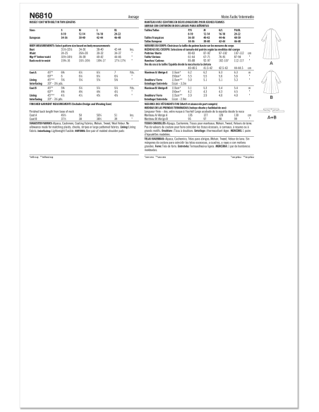 Patron New Look 6810 - Manteau swing oversize