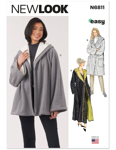 Patron New Look 6811 - Manteau à capuche deux longueurs