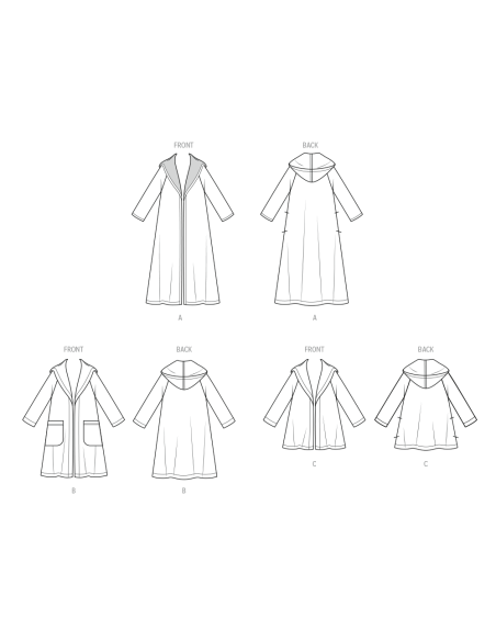 Patron New Look 6811 - Manteau à capuche deux longueurs