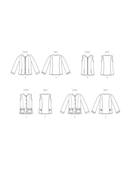 Patron New Look 6812 - Veste zippée et gilet utilitaire